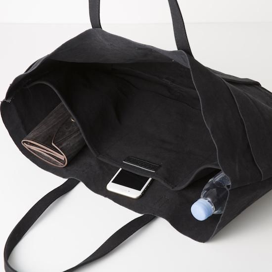 Washed Canvas 6 Pocket Tote (L) - Black Amiacalva