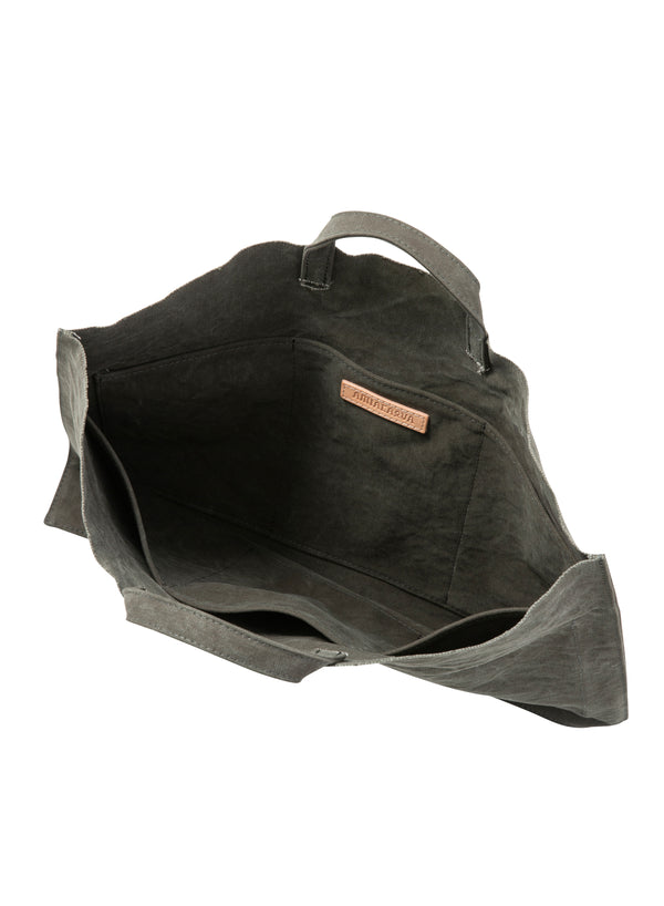 Washed Canvas 6 Pocket Flat Tote - Olive