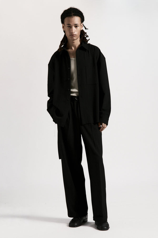 Hold LS Shirt - Black Pinstripe Beach Brains