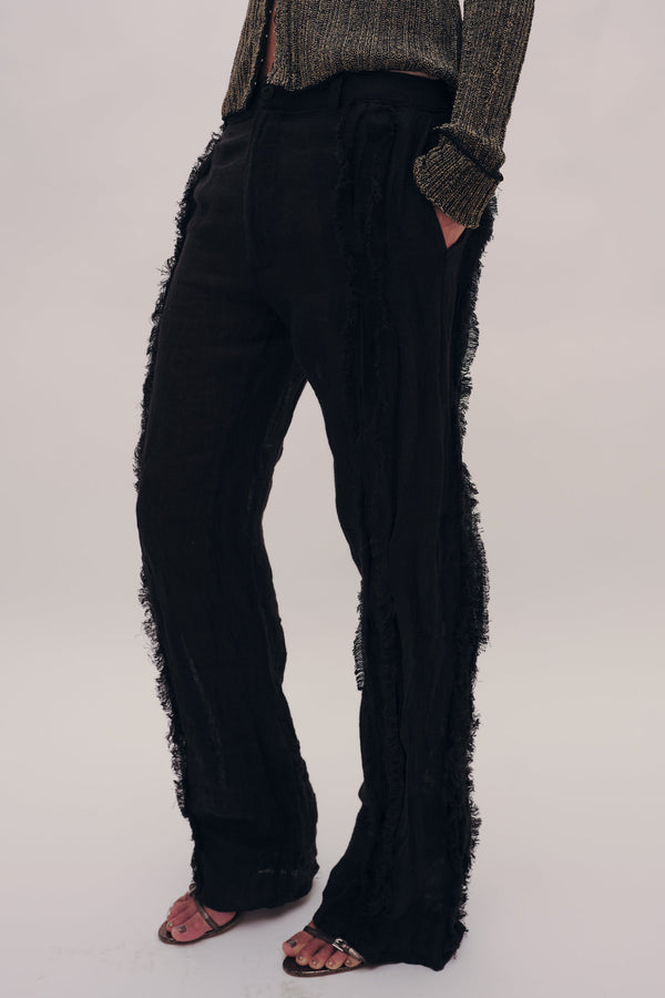 Fringe Unhinged Pleated Pants - Black