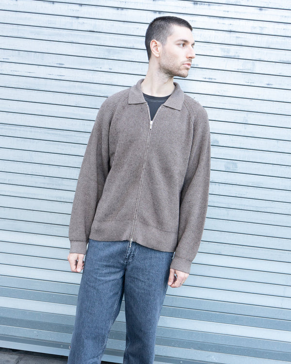 Knit Zip Up - Brown Fairly Normal