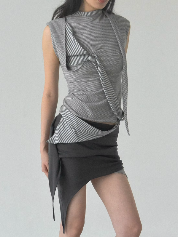 Antro Striped Top - Grey Caro Chia