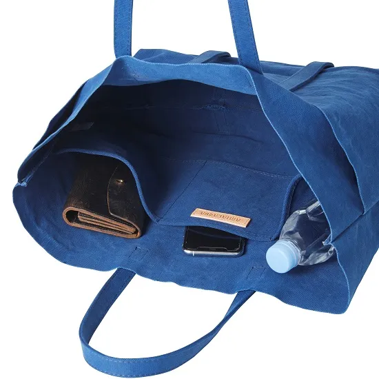 Washed Canvas 6 Pocket Tote (M) - Blue