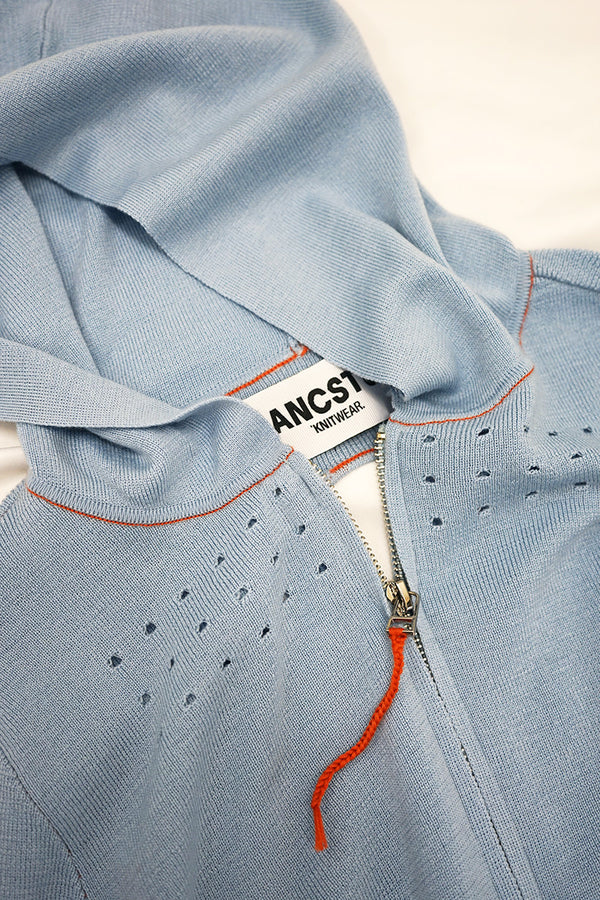 Yani's Salon Knitted Hoodie - Blue LeBlanc Studios