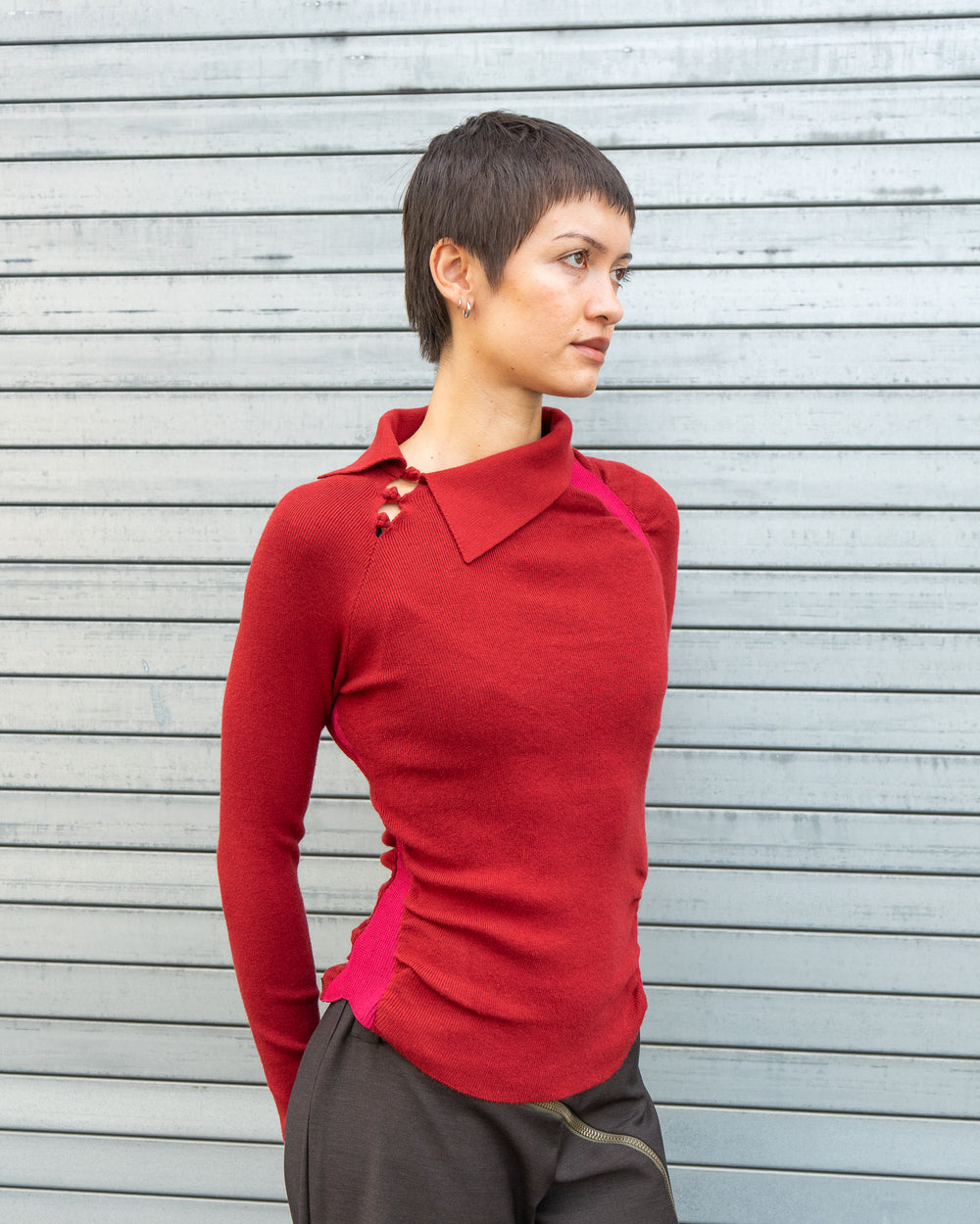 Scrunched Asymmetric Top - Cherry