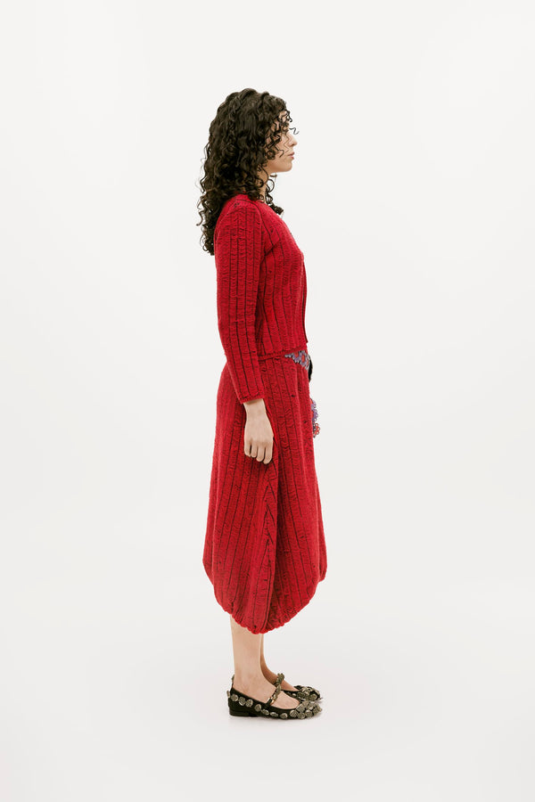 Red Balloon Ladder Knitted Skirt