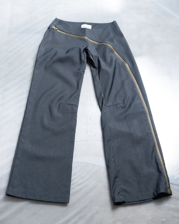 Zip Through Trousers - Grey