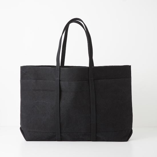 Washed Canvas 6 Pocket Tote (L) - Black Amiacalva