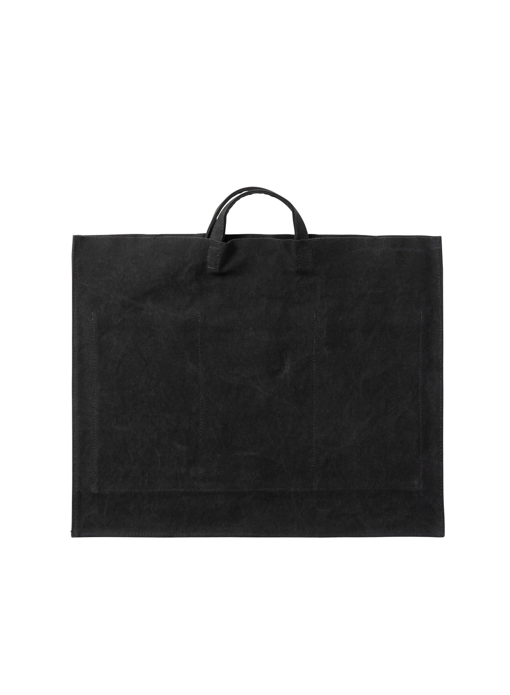 Washed Canvas 6 Pocket Flat Tote - Black