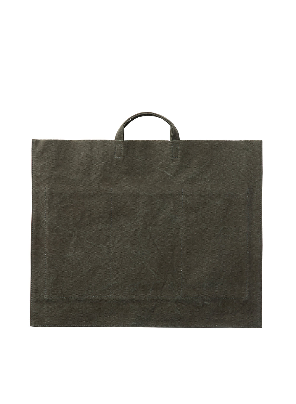 Washed Canvas 6 Pocket Flat Tote - Olive