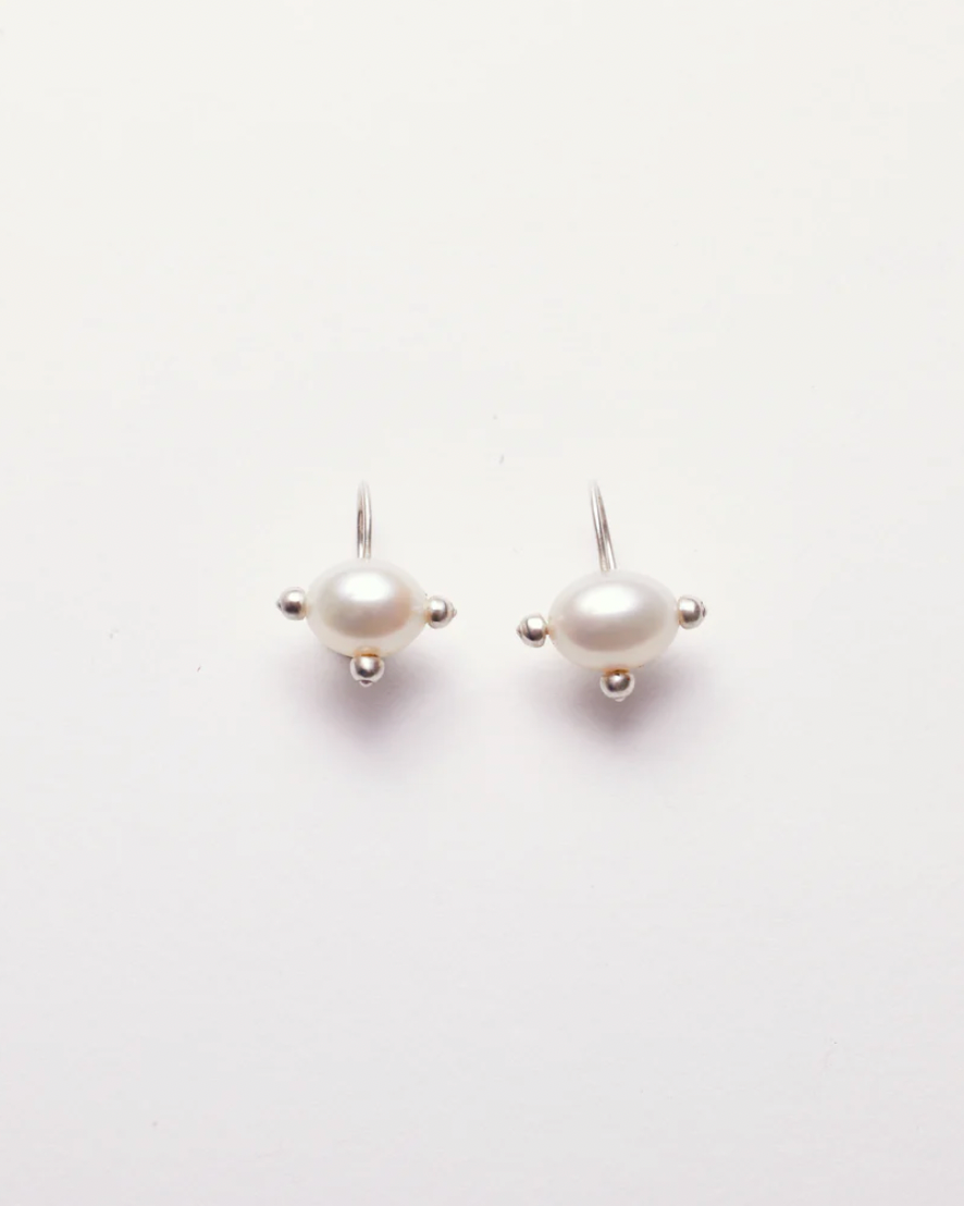 Pin Cushion Pearl Earrings - White