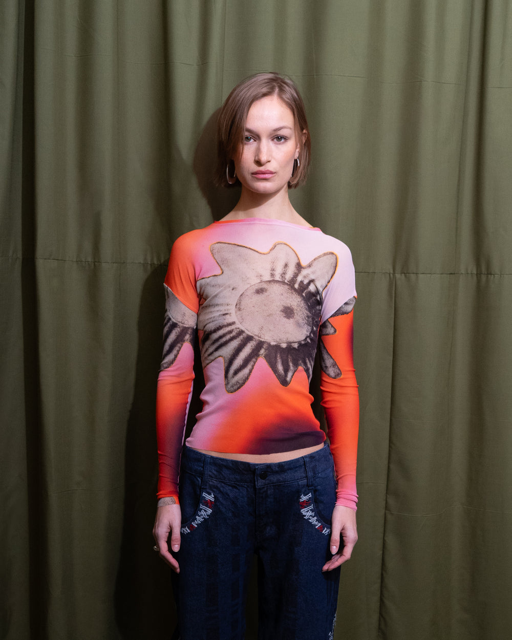 Acid Flower Mesh Top