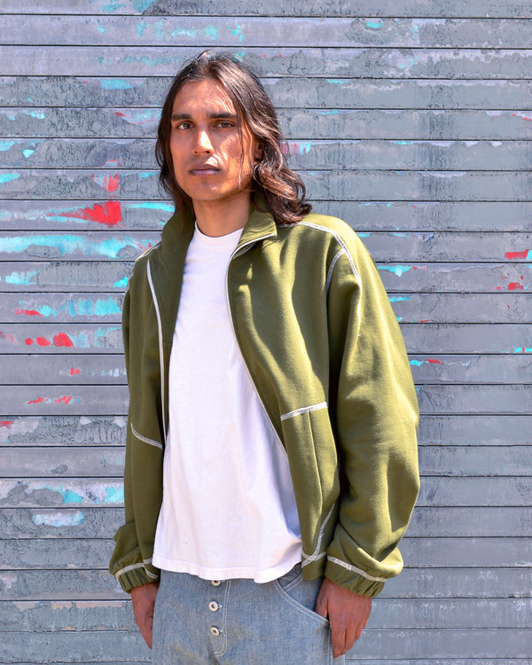 Knot Zip Sweater - Olive Colin Meredith