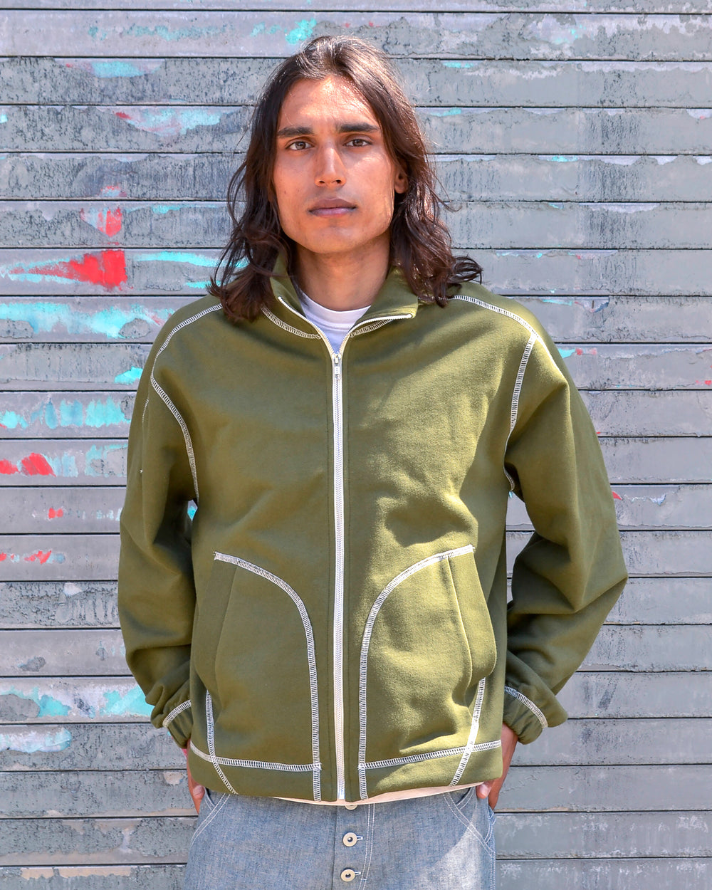 Knot Zip Sweater - Olive Colin Meredith