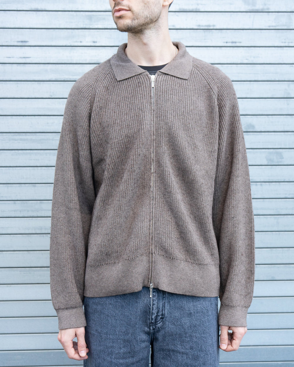 Knit Zip Up - Brown Fairly Normal