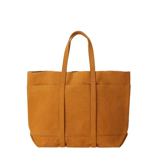 Washed Canvas 6 Pocket Tote (M) - Mustard