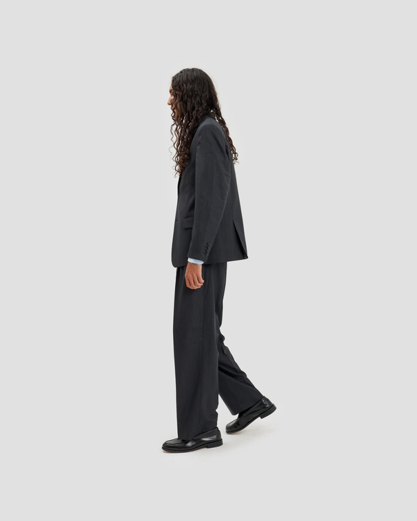 Single Breasted Blazer - Grey Stripes