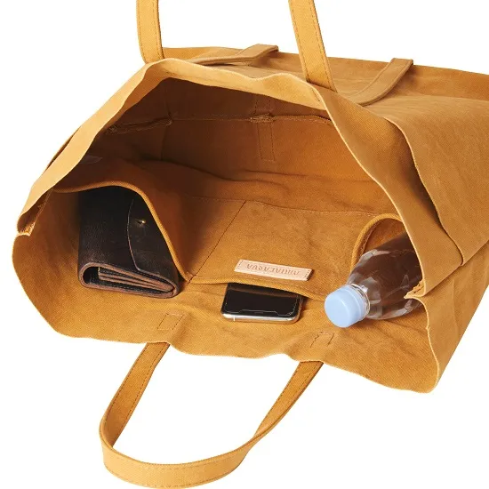Washed Canvas 6 Pocket Tote (M) - Mustard