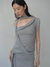 Antro Striped Dress - Dark Grey and White Stripes