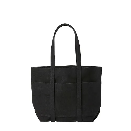 Washed Canvas 6 Pocket Tote (S) - Black