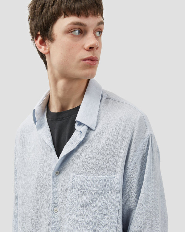 Oversized Shirt - Blue Seersucker Fairly Normal