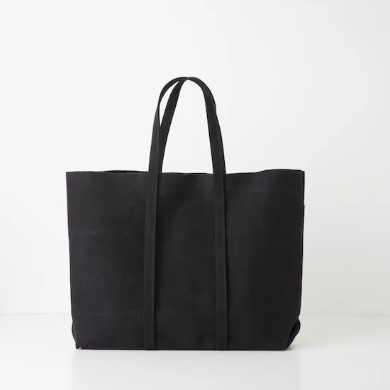 Washed Canvas 6 Pocket Tote M - Black Amiacalva