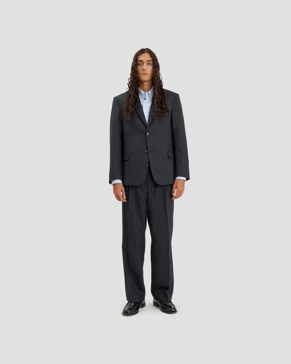 Single Breasted Blazer - Grey Stripes