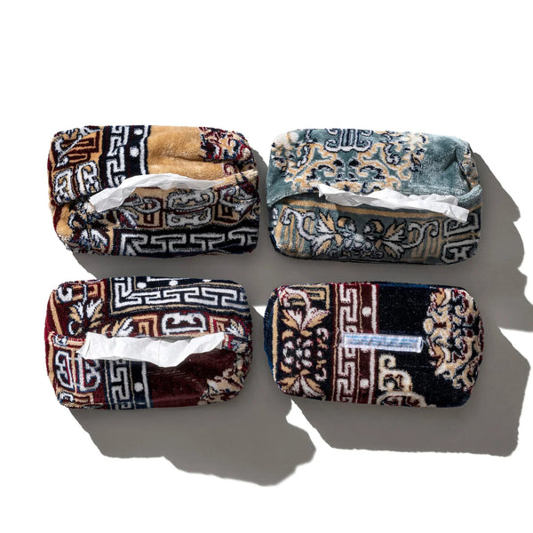 Rug Fabric Tissue Case - Burgundy