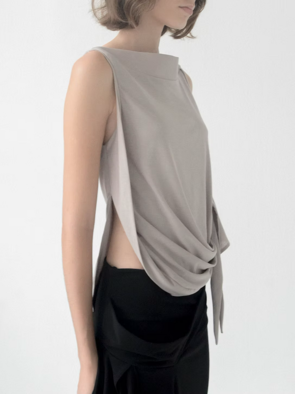 Fallo Draped Top - Stone Caro Chia