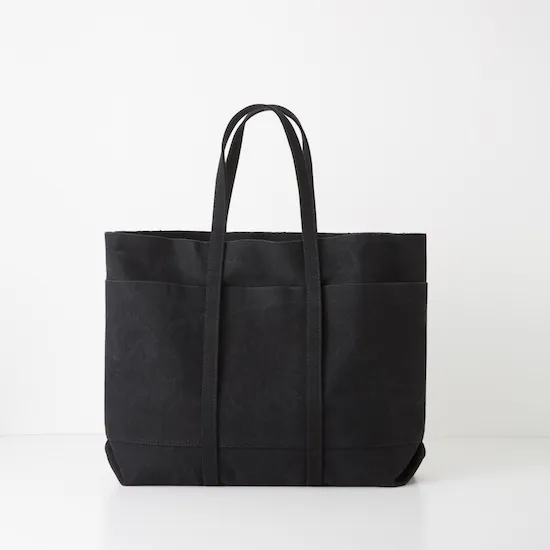 Washed Canvas 6 Pocket Tote M - Black Amiacalva