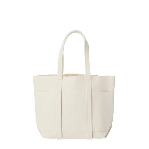 Washed Canvas 6 Pocket Tote S - White Amiacalva