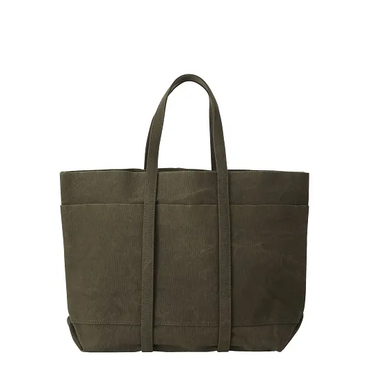 Washed Canvas 6 Pocket Tote Medium - Olive