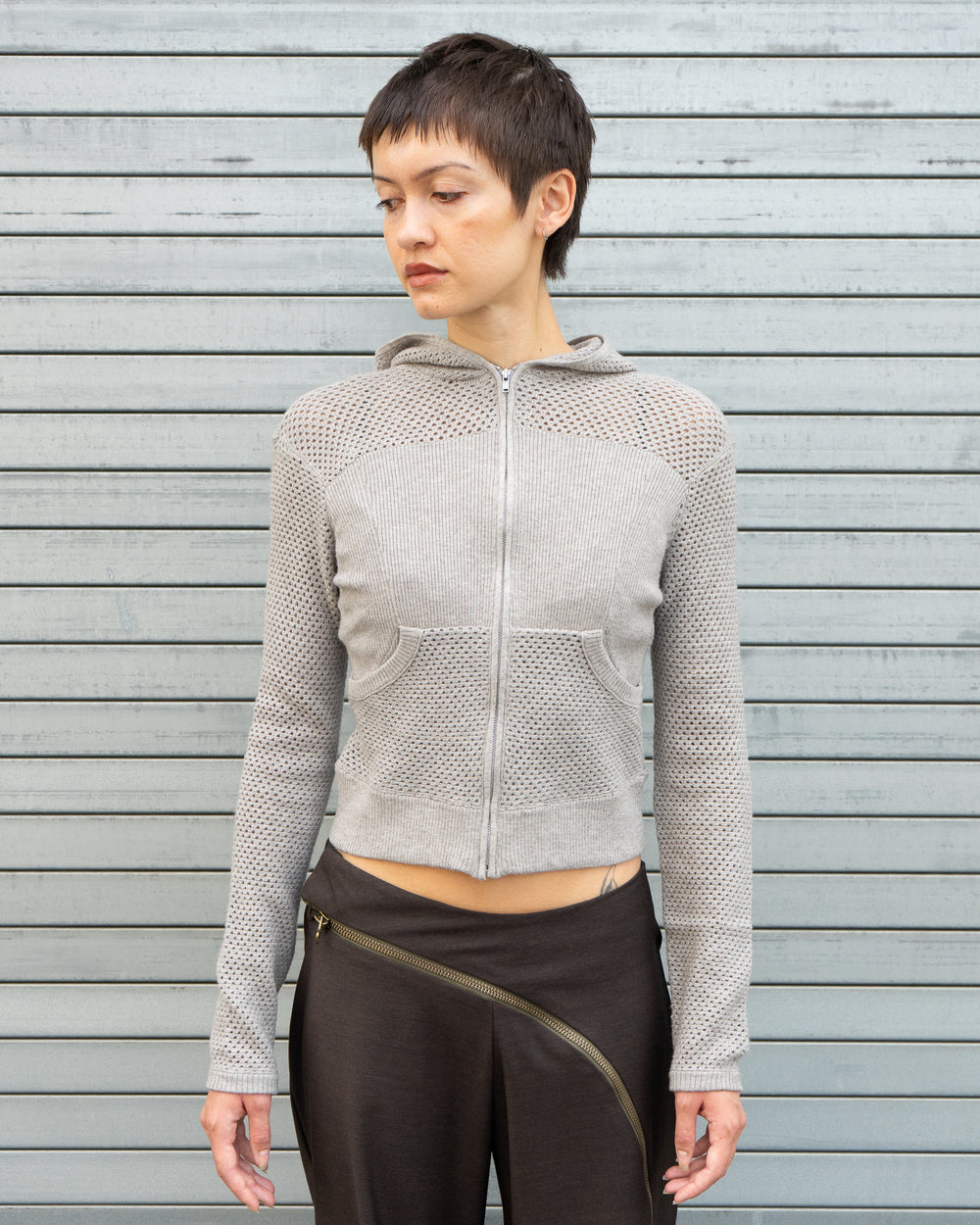 Mesh Hoodie - Light Grey