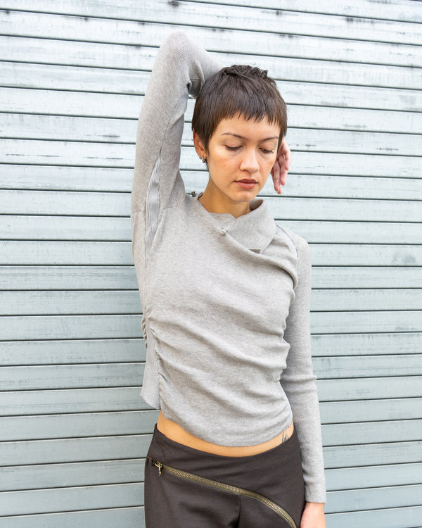 Scrunched Asymmetric Top - Light Grey