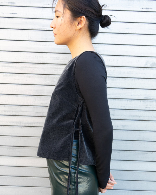 Side Tie Top - Charcoal