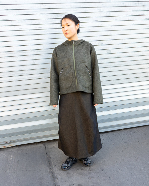 Hooded Incision Jacket - Melange Green