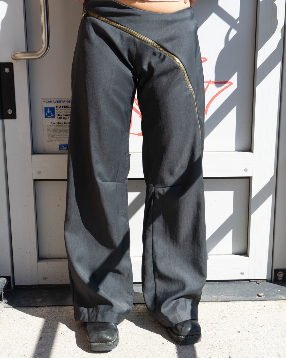 Zip Through Trousers - Grey